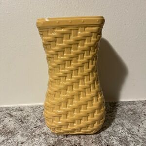Butter Yellow Longaberger Woven Reflections Vase - Retired, Basket Weave Pattern